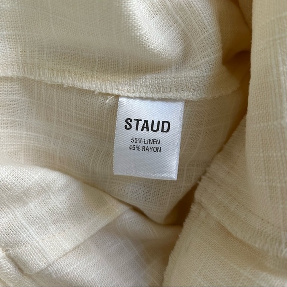 NWT Staud wide leg linen blend jumpsuit cream 2 - Picture 15 of 16